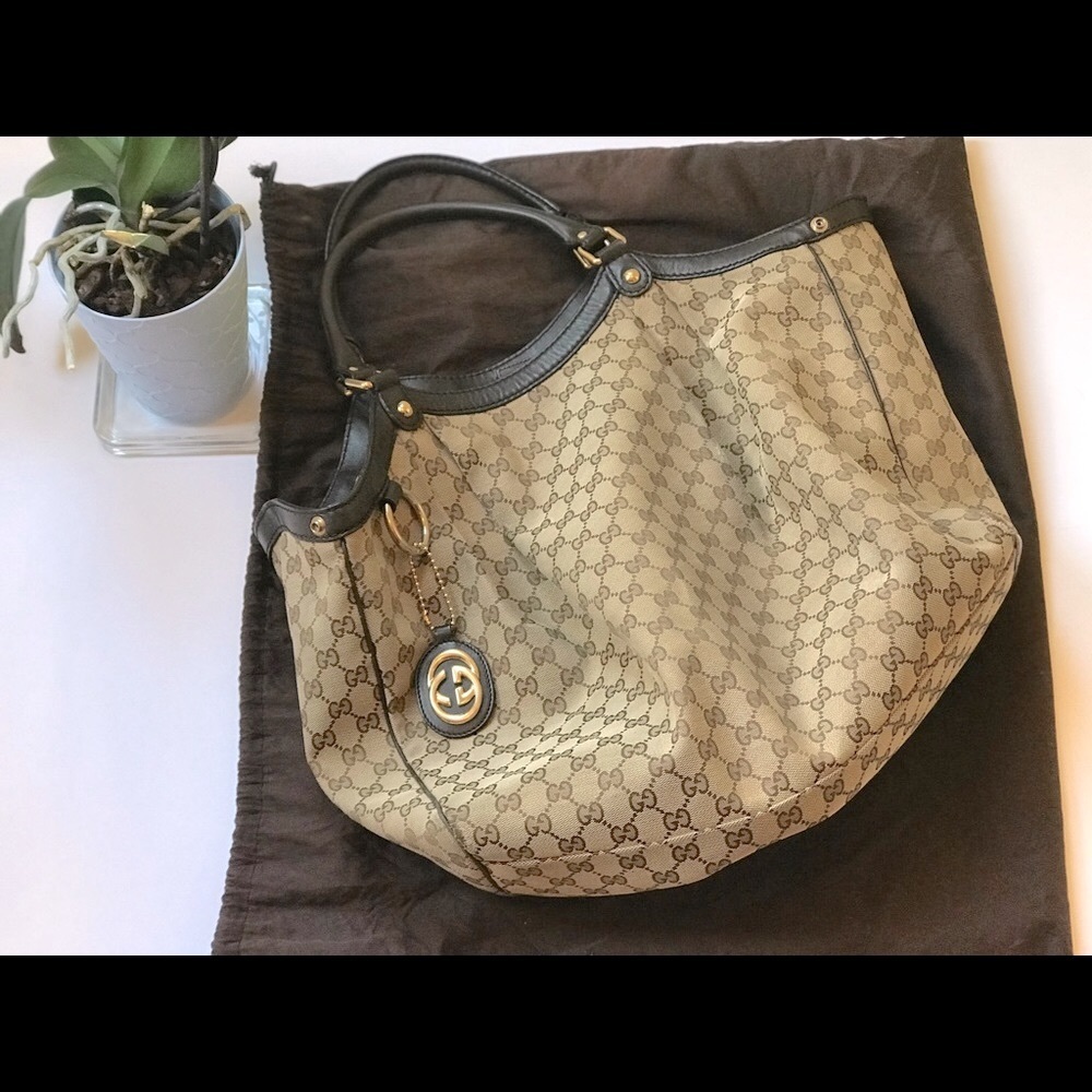 Gucci Sukey Monogram Leather Dark Brown Tote